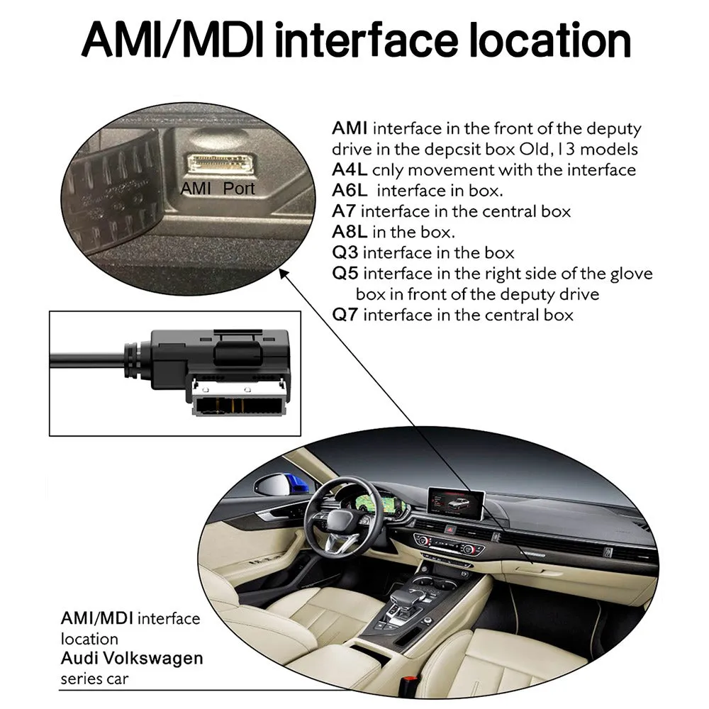 0.35m 8Pin Micro 3.5mm AUX Cable MDI AMI MMI Audio Cord for Audi A6L A8L Q7 A3 A4L A3 A4 A6 Q5B6 B8 C6 B7