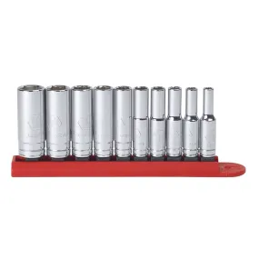 10 Piece 1/4" Drive 6 Point Deep SAE Socket Set