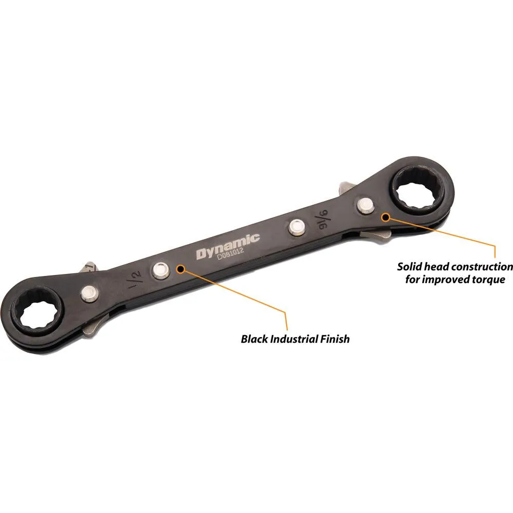 1/2" X  9/16" Double Box End Ratcheting Wrench, Straight