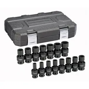 15 Piece 1/2" Drive 6 Point Metric Universal Impact Socket Set KDT84939N