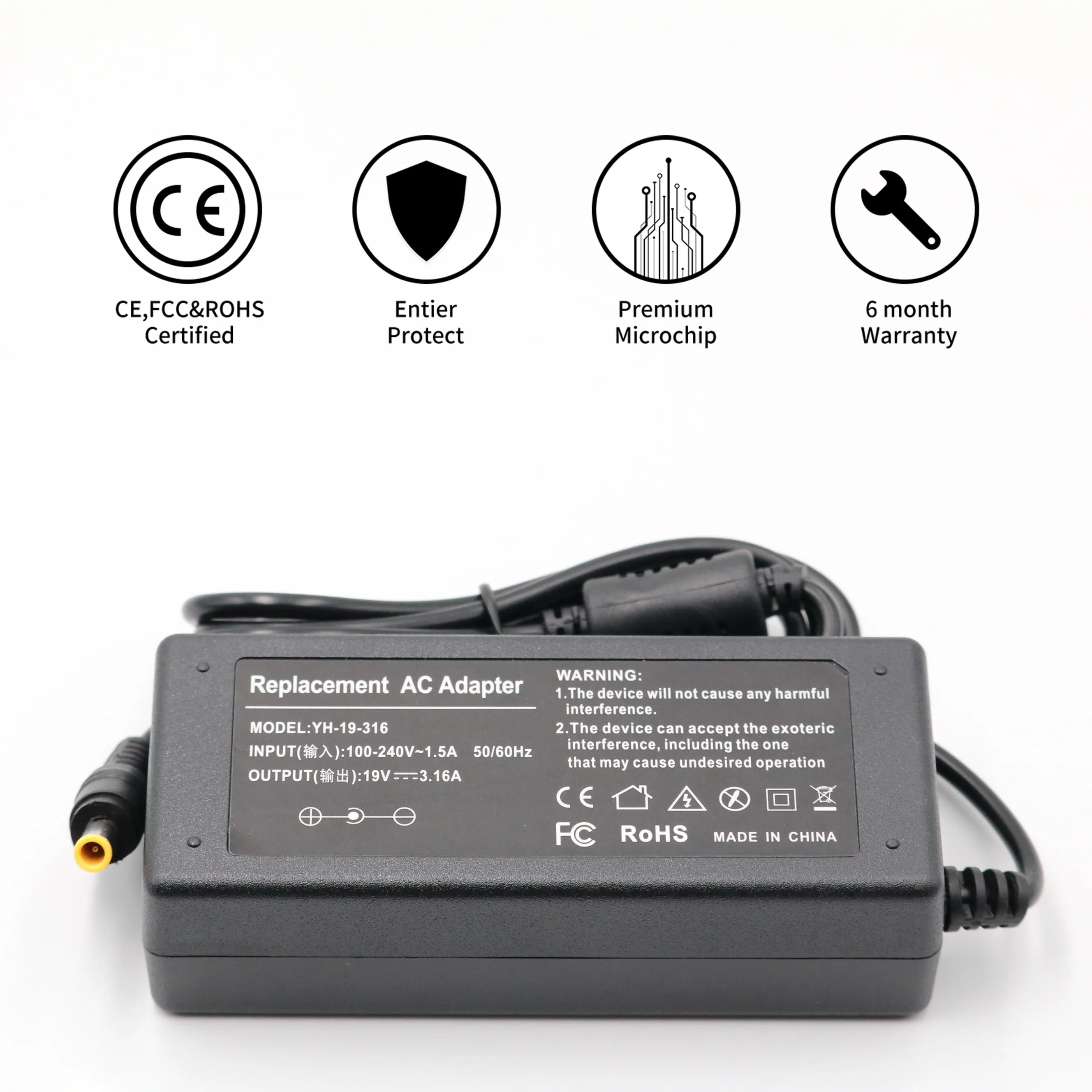 19V 3.16A AC Laptop Adapter Charger For Samsung Notebook R58 R23 R540 R429 R23 RV411 R440 R430 R528 R478 Power Supply