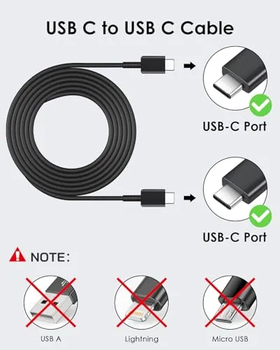 2 Pack USB C Charger, 25W Type C Charger Fast Charging with USB C to C Charger Cable 6FT Android Phone Charger for Galaxy S24 Ultra/S23 /S22/S21/S20/Phone 15/15 Plus/15 Pro Max