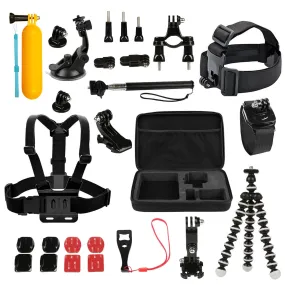 26-in-1 GoPro Accessory Kit for Hero 5/4/3 /3/2/1 Cameras - Outdoor Sports Action Kit w/ Chest Strap, Selfie Stick, Floating Hand Grip