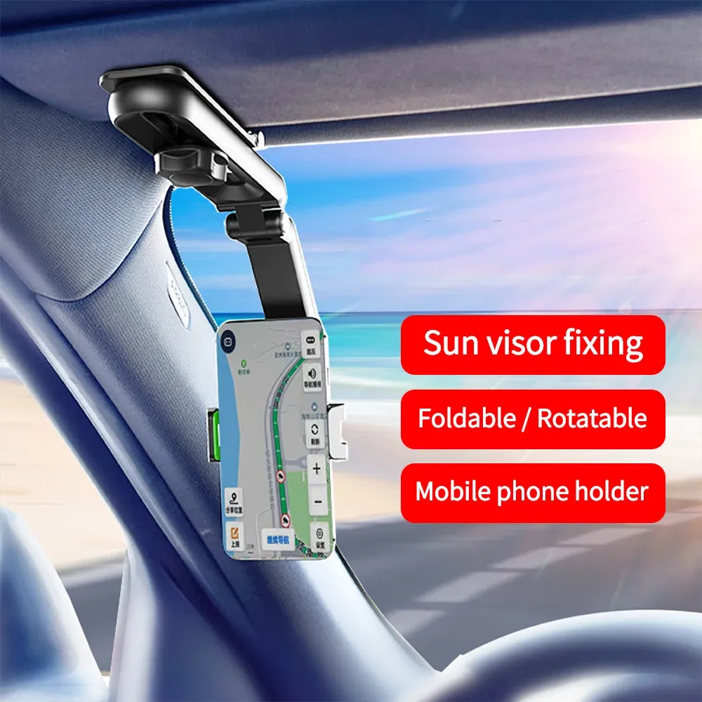 360° Rotating Sun Visor Phone Holder for Car Iphone/Samsung/Android