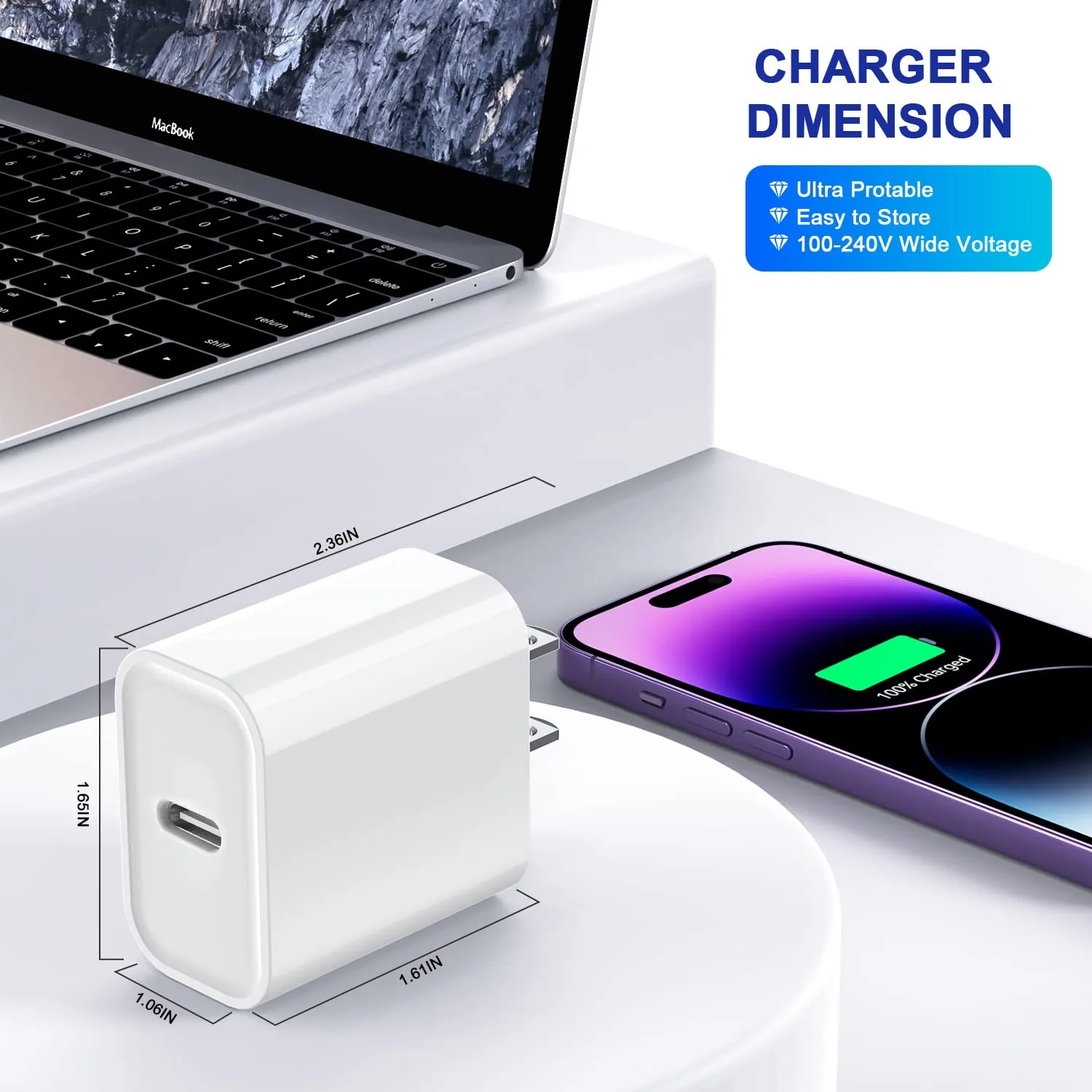 3Pack iPhone 16/15 Charge Block,USB C Charger,iPhone Charger Adapter,Quick Fast Charger PDAdapter Plug 20W Power Delivery Type C Fast Charging Block for iPhone 16/15/14/13/12,iPad Pro/Air/Mini/AirPods