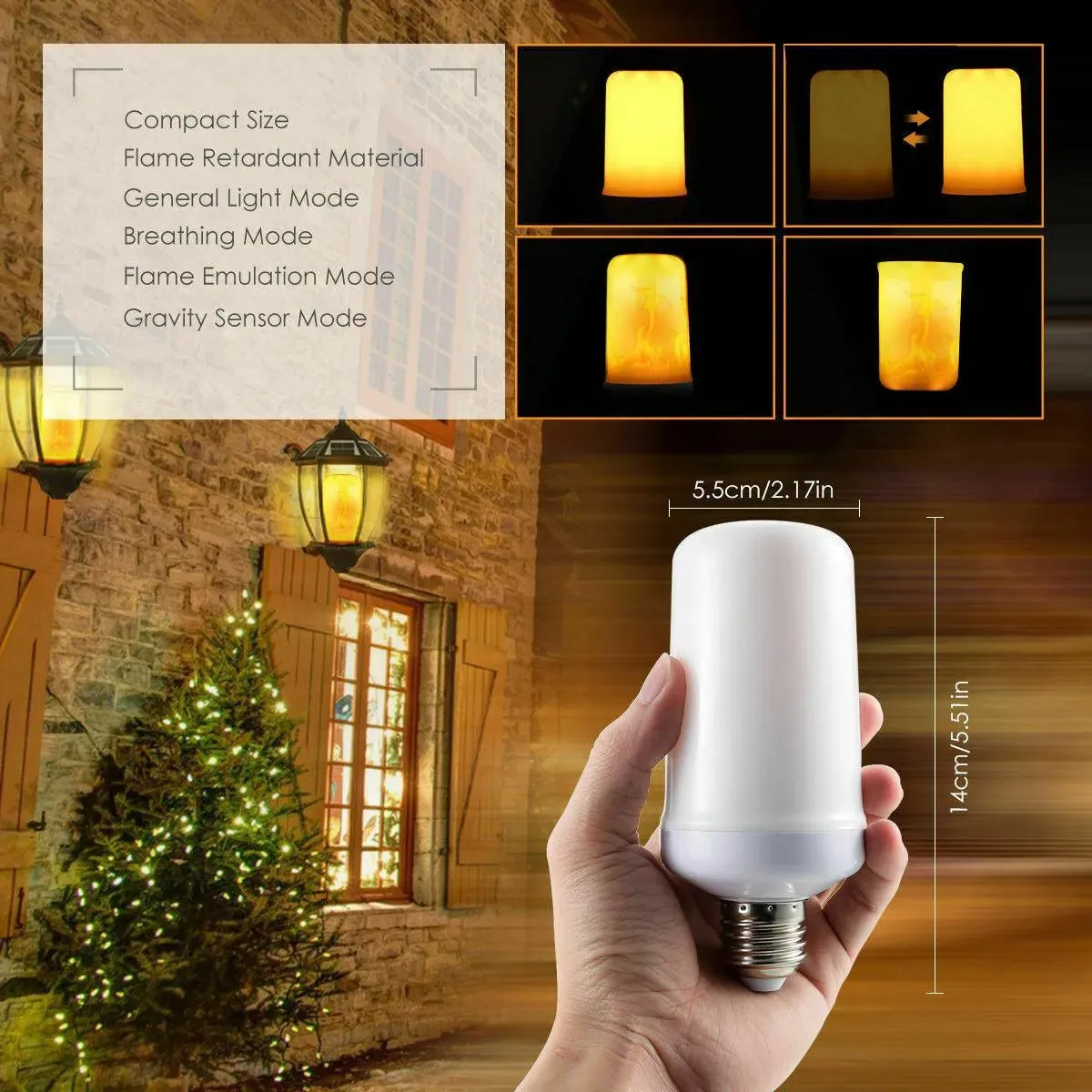 4 Pack! LED Flame Effect Simulated Flicker Nature Fire Bulbs Light Decor Lamp