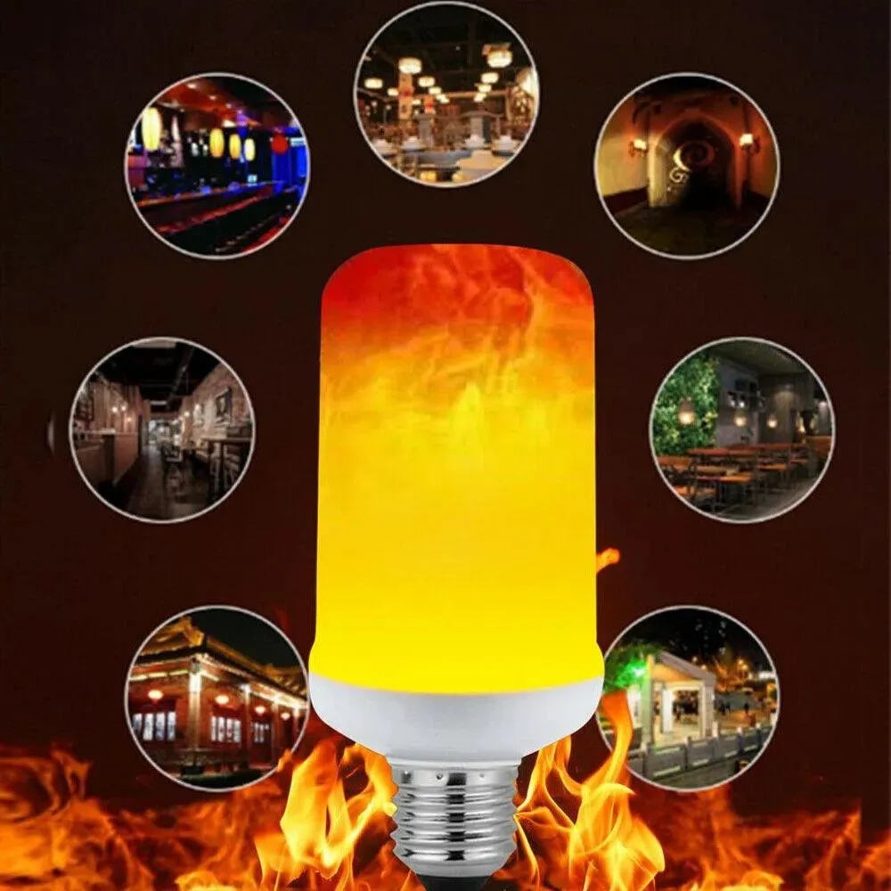 4 Pack! LED Flame Effect Simulated Flicker Nature Fire Bulbs Light Decor Lamp