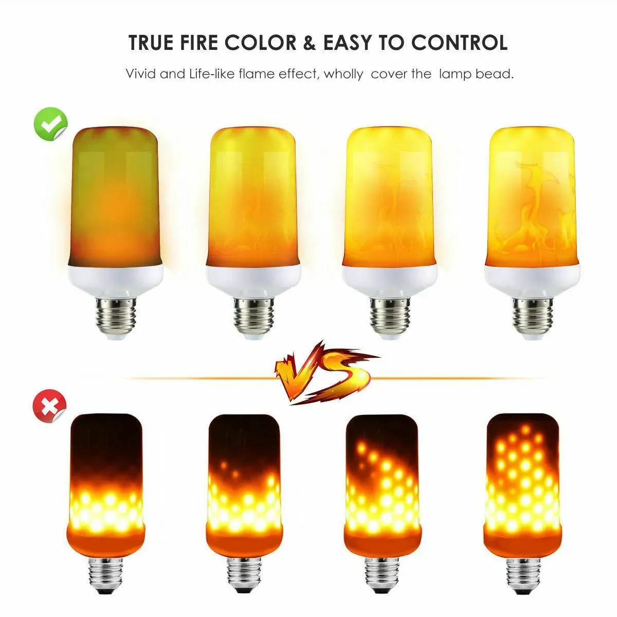 4 Pack! LED Flame Effect Simulated Flicker Nature Fire Bulbs Light Decor Lamp