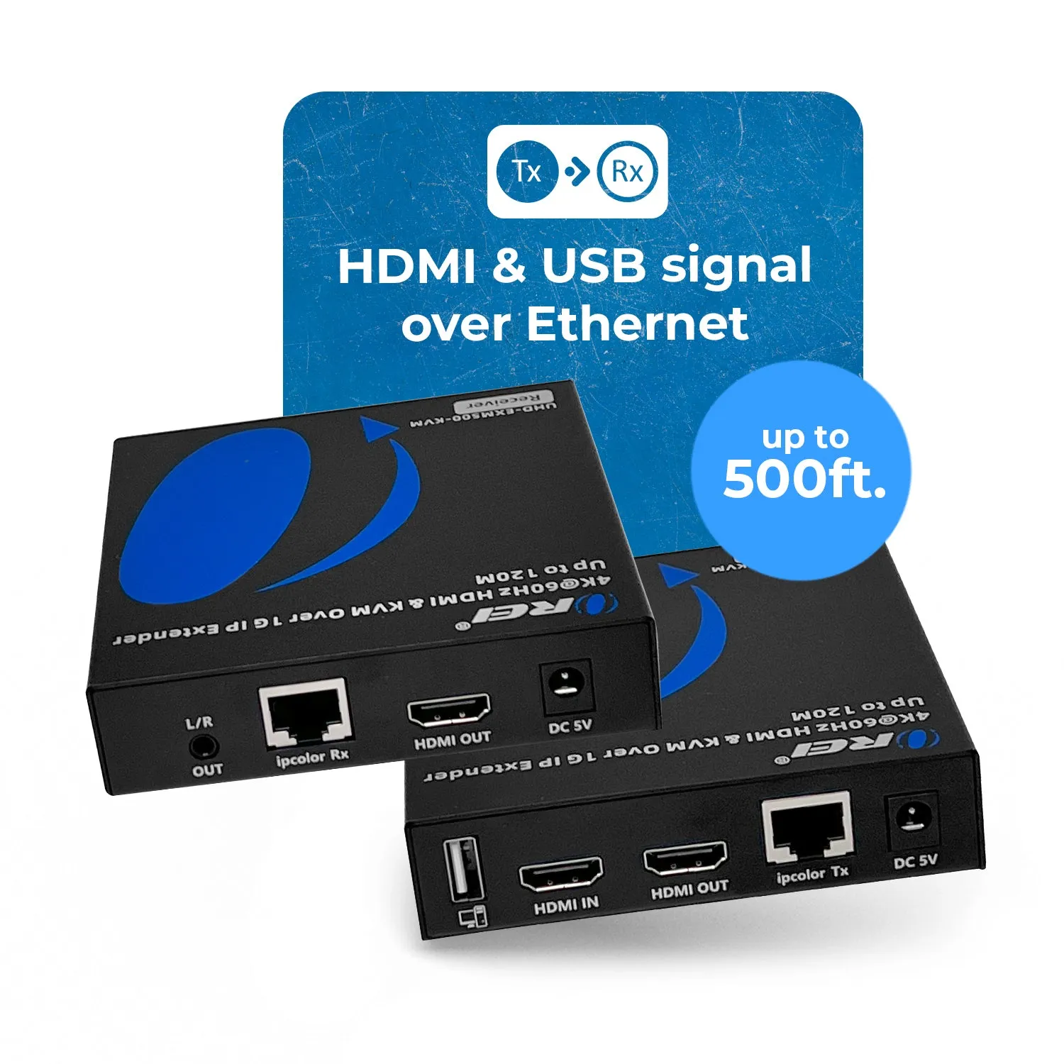 4K Over IP KVM Extender Up To 500 Feet- With RS-232 (UHD-EXM500-KVM)