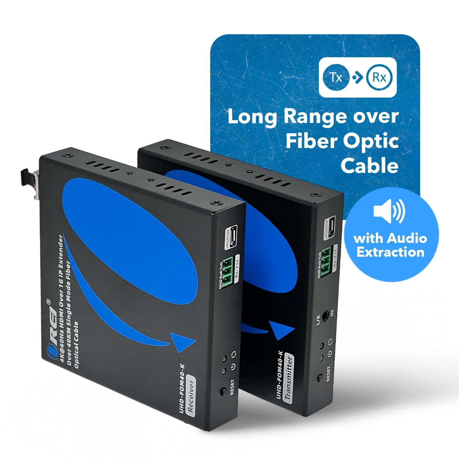 4K@60Hz HDMI Over 1G IP Extender Over 40KM Single Mode Fiber Optical Cable (UHD-FOM40-K)