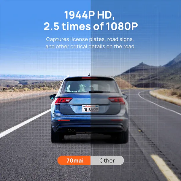 70mai A500s Dash Cam Pro Plus  1944P QHD  Support Dual Channel Recording (Front   Rear) with Built-In GPS & ADAS