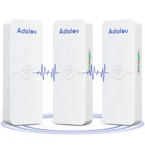 AdaLov CPE881 3 Pack Wireless Bridges, Point to 2 Points Gigabit WiFi Bridge with 2 1Gbs LAN Ports, Wireless Network Bridge, 5km Long Range Outdoor CPE for Network Extend of Shop, Barn, Gabage