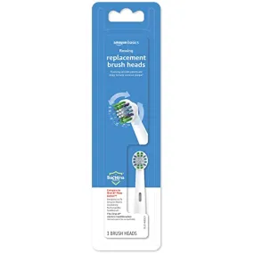 Amazon Basics Flossing Replacement Brush Heads, 3 Count, White (Fits most Oral-B Electric Toothbrushes) (Previously Solimo)