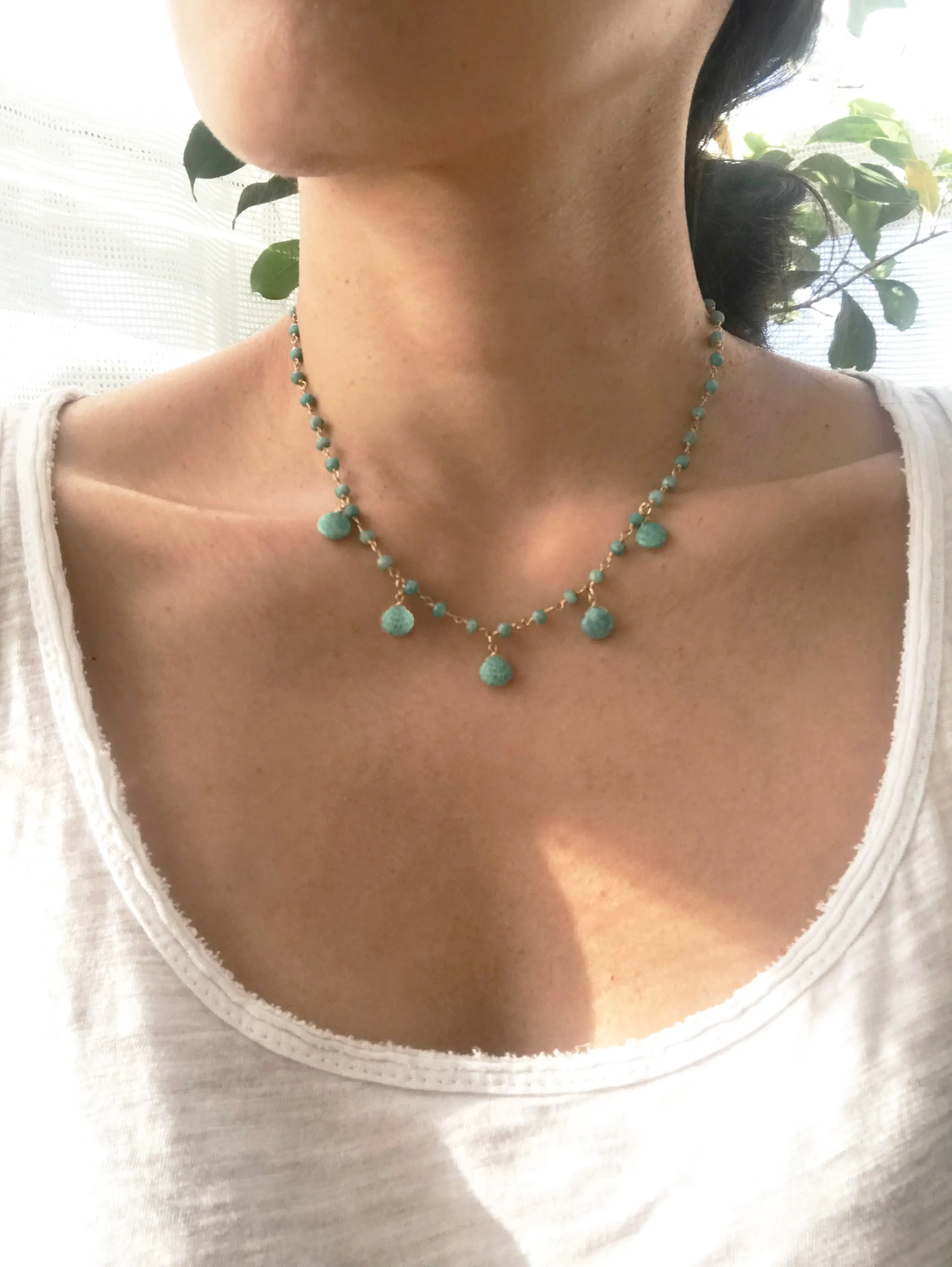 Amazonite Droplet Vermeil Necklace