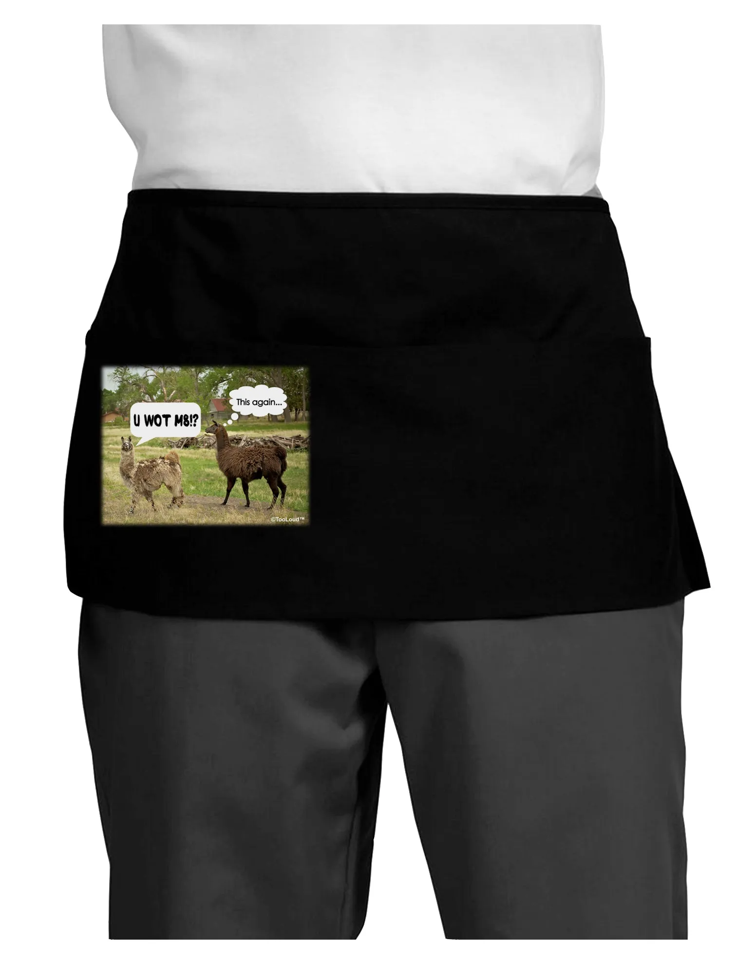 Angry Standing Llamas Dark Adult Mini Waist Apron, Server Apron by TooLoud