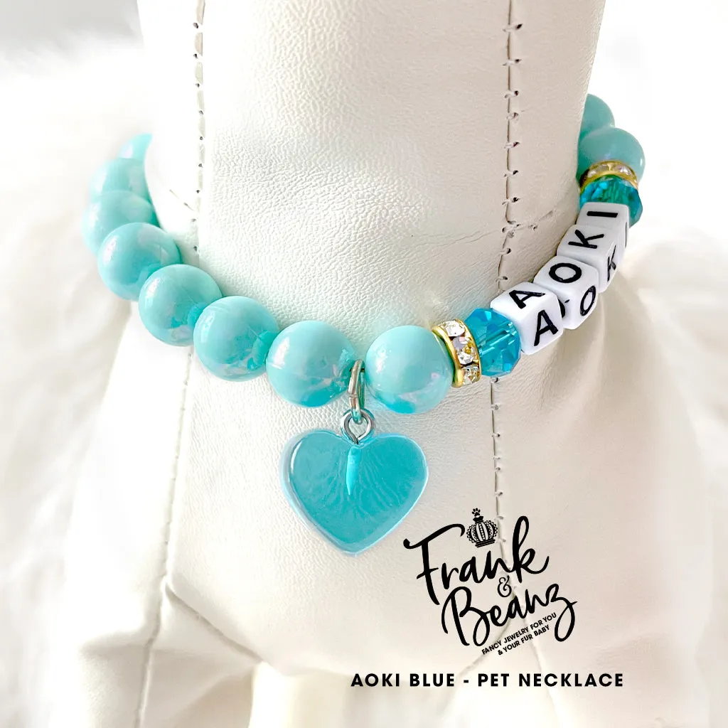 Aoki Blue Personalized Pearl Dog Necklace Luxury Cat Collar