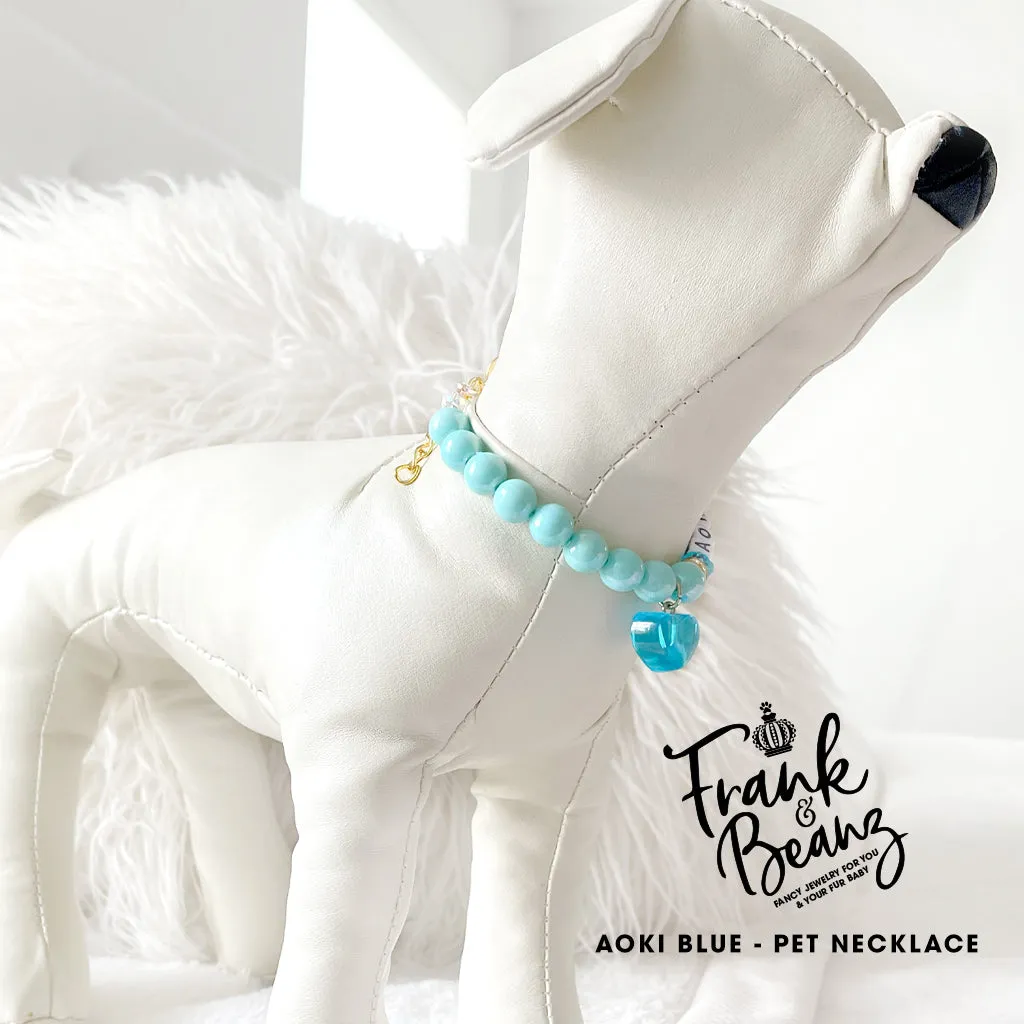 Aoki Blue Personalized Pearl Dog Necklace Luxury Cat Collar