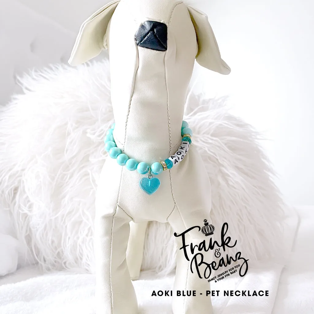 Aoki Blue Personalized Pearl Dog Necklace Luxury Cat Collar