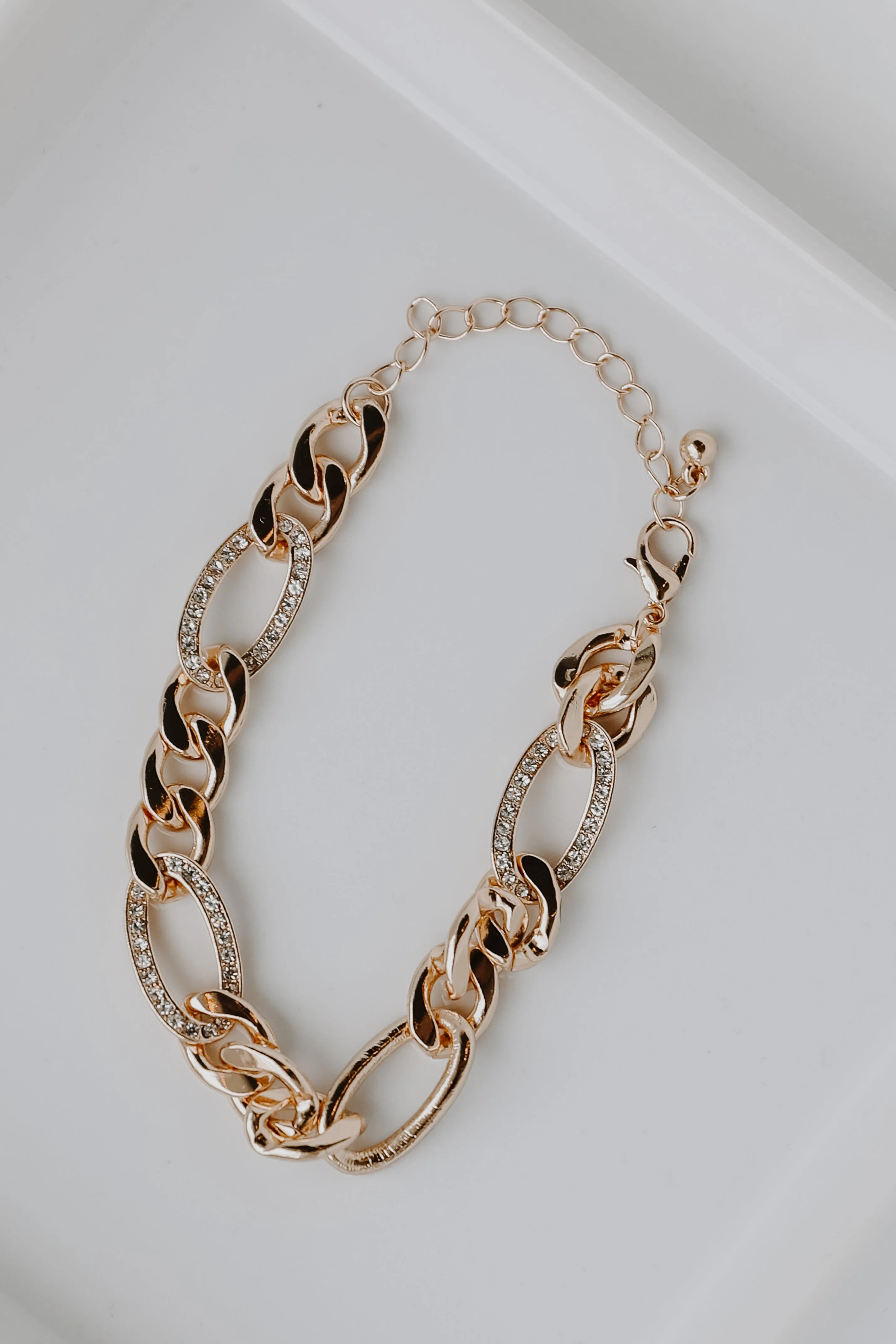 Ariana Gold Rhinestone Chain Bracelet