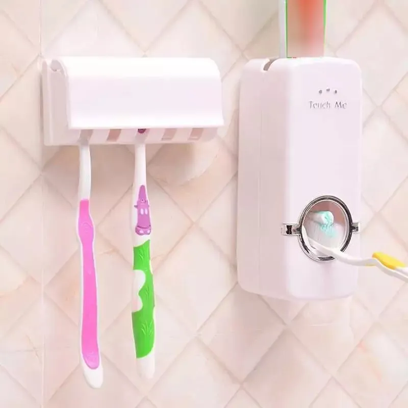 Auto Toothpaste Dispenser with 5 Toothbrush Holder Stand