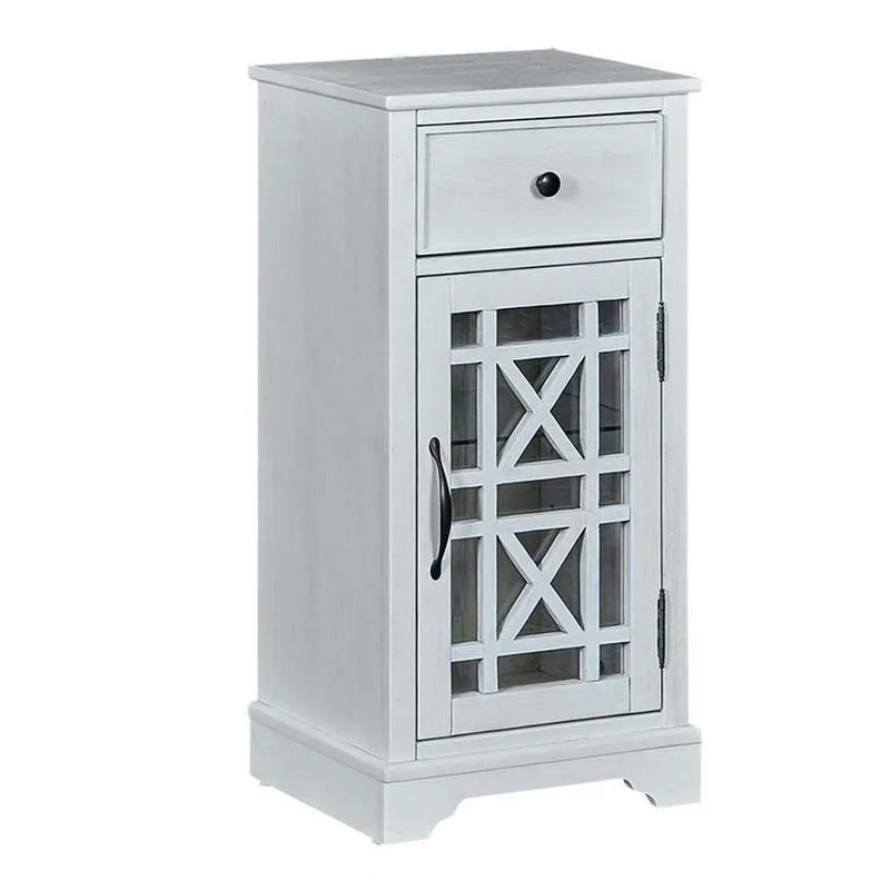 Benzara 1 Door Storage Wooden Accent Cabinet with X Shaped Design, White