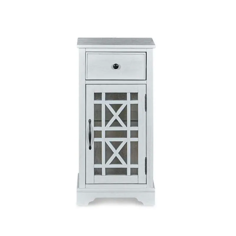 Benzara 1 Door Storage Wooden Accent Cabinet with X Shaped Design, White