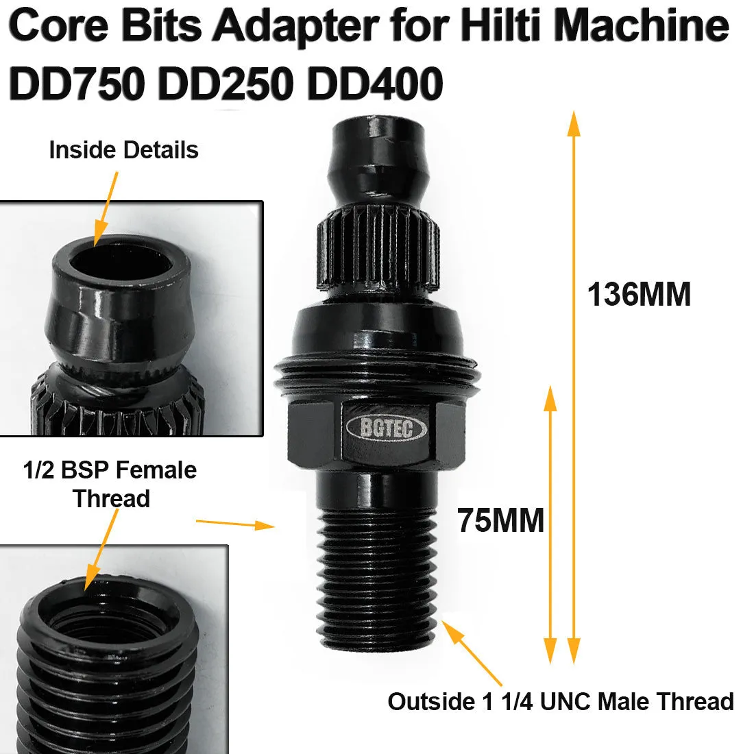 BGTEC DIAMOND CORE DRILL ADAPTER (DD-BL to DD-BS) for HILTI DD160E DD200 DD250E DD350