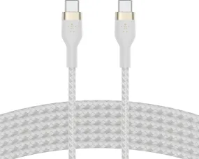 Boost Charge PRO Flex USB-C to USB-C Braided Silicone Cable, 3M White