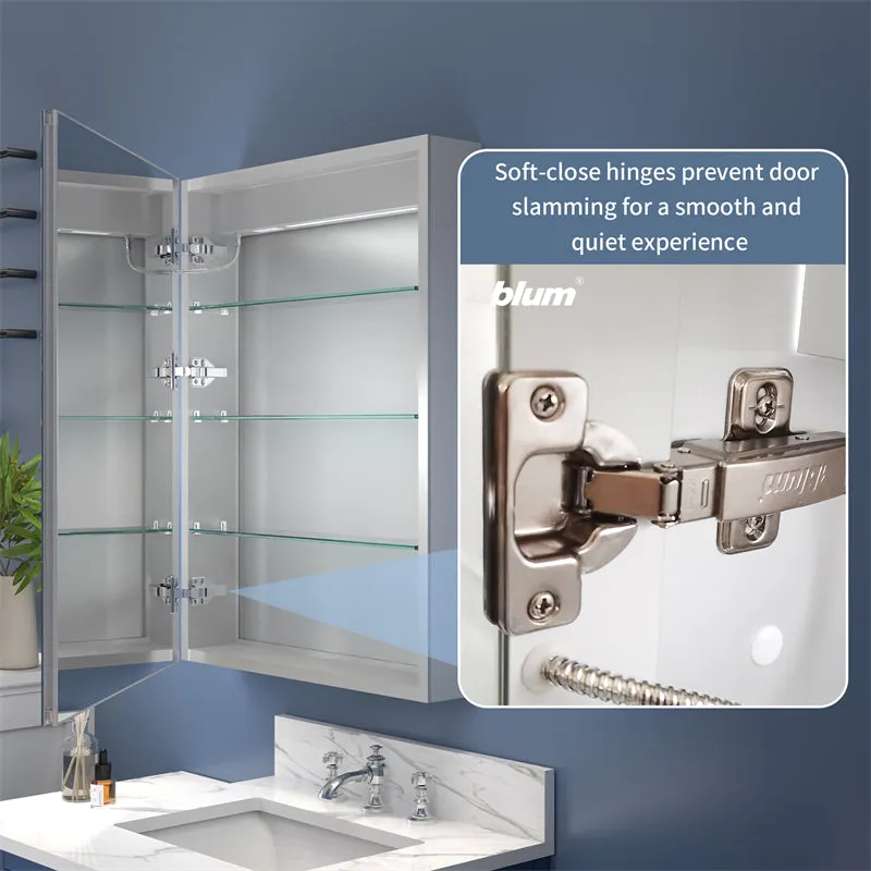 Boost-M2 44" W x 32" H Bathroom Light Medicine Cabinets with Vanity Mirror Recessed or Surface