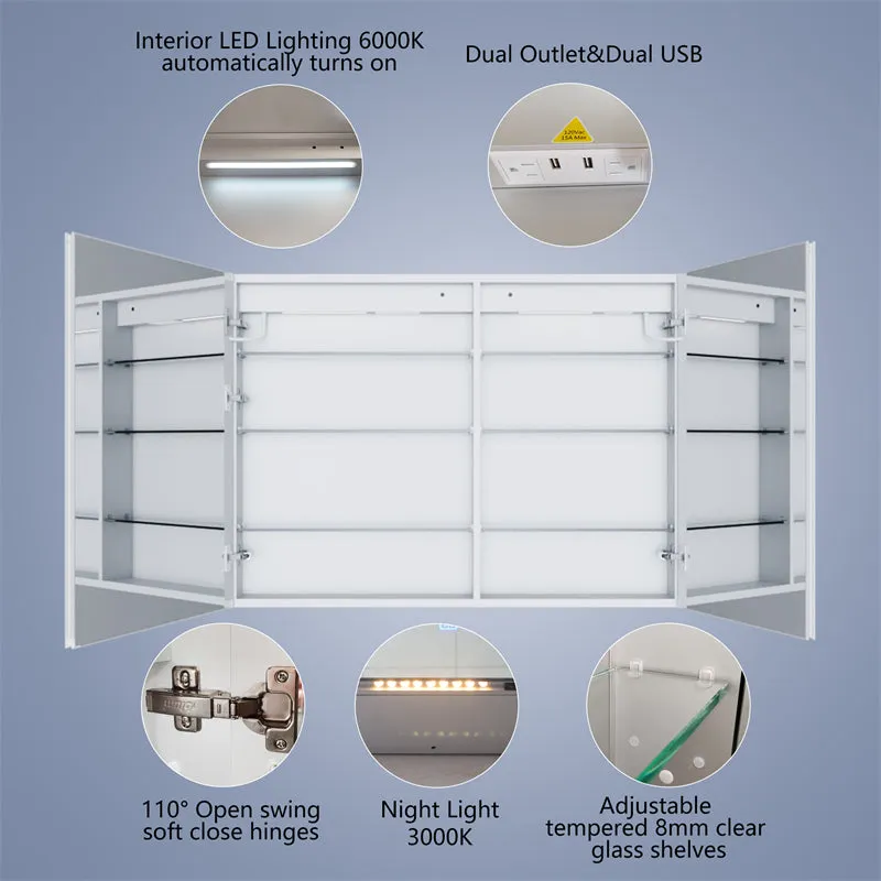 Boost-M2 44" W x 32" H Bathroom Light Medicine Cabinets with Vanity Mirror Recessed or Surface