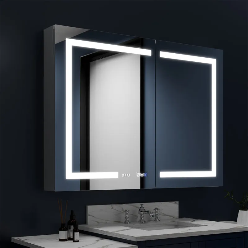 Boost-M2 44" W x 32" H Bathroom Light Medicine Cabinets with Vanity Mirror Recessed or Surface