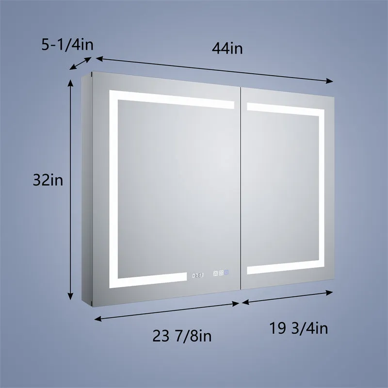 Boost-M2 44" W x 32" H Bathroom Light Medicine Cabinets with Vanity Mirror Recessed or Surface