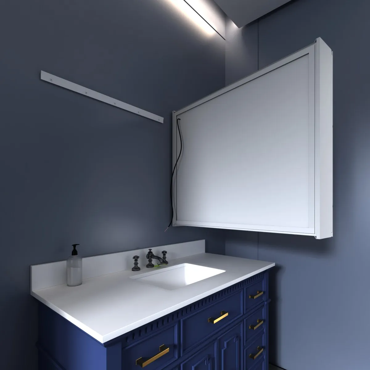 Boost-M2 48" W x 32" H LED Lighted Bathroom Medicine Cabinet with Mirror Recessed or Surface led Medicine Cabinet