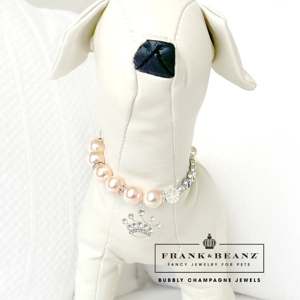 Bubbly Champagne Deluxe Pearl Pet Necklace for Dogs Cats Personalized Pet Necklace