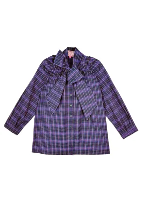 Buru x Tori Mellott Big Bow Blouse - Purple Plaid