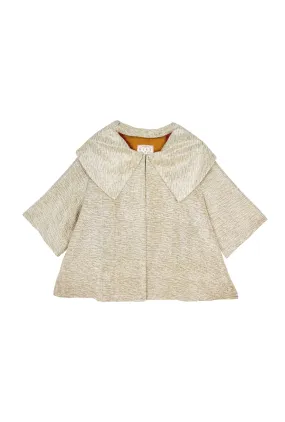 Buru x Tori Mellott Cropped Car Coat - Metallic Silk Tweed