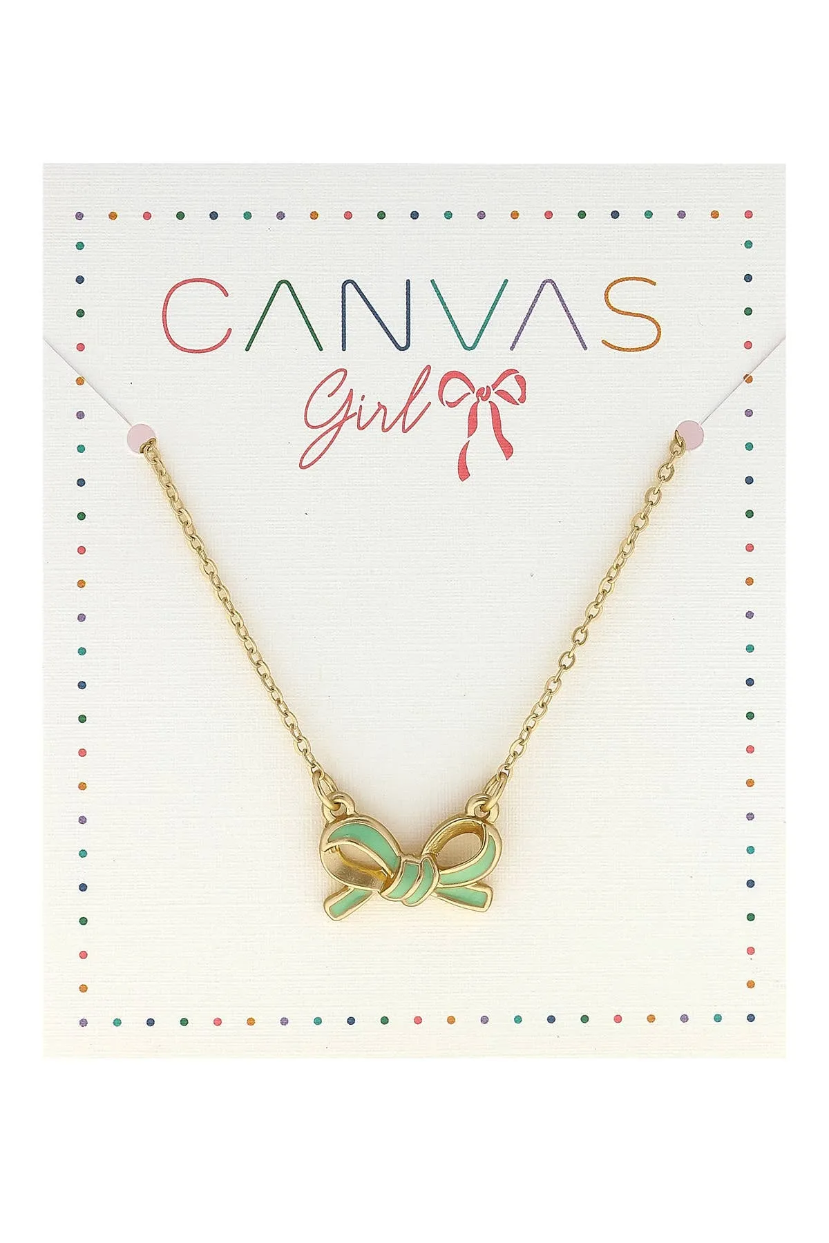 Canvas Style - Maggie Bow Children's Necklace in Light Green