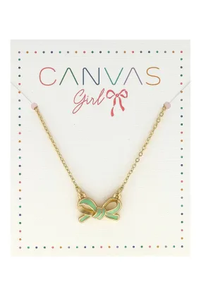 Canvas Style - Maggie Bow Children's Necklace in Light Green