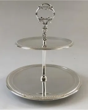 Charli 2 Tier Silver Plated Cake Tray - Angie Homes Serverware