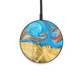 Circle Wood Resin Wireless Charger - Annette (Teal & Gold, 637568)