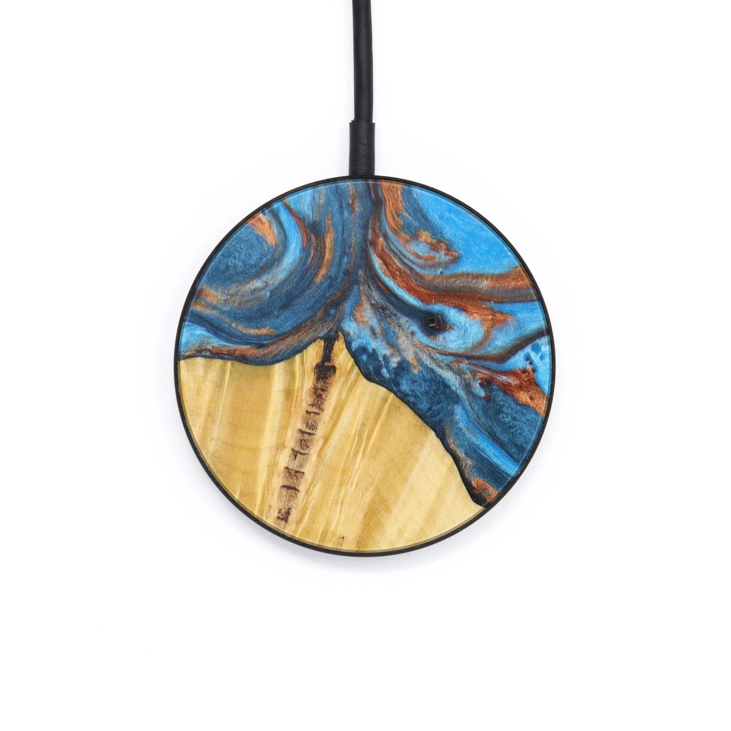 Circle Wood Resin Wireless Charger - Brayan (Teal & Gold, 610145)