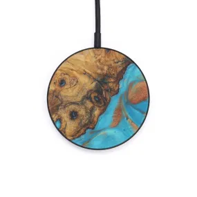 Circle Wood Resin Wireless Charger - Cairistiona (Teal & Gold, 599323)