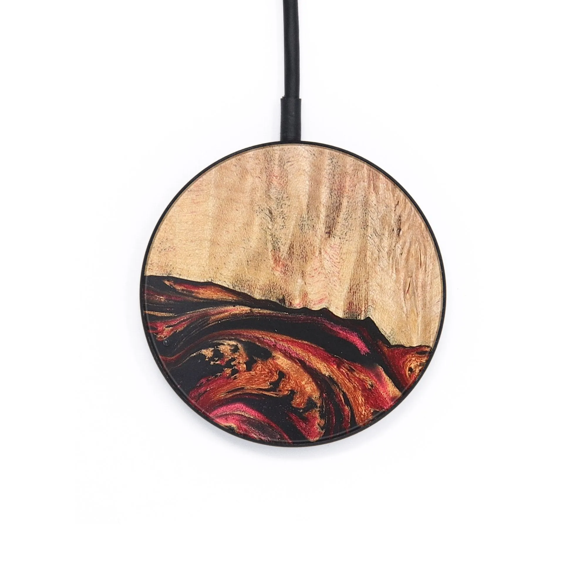 Circle Wood Resin Wireless Charger - Cristina (Red, 679015)