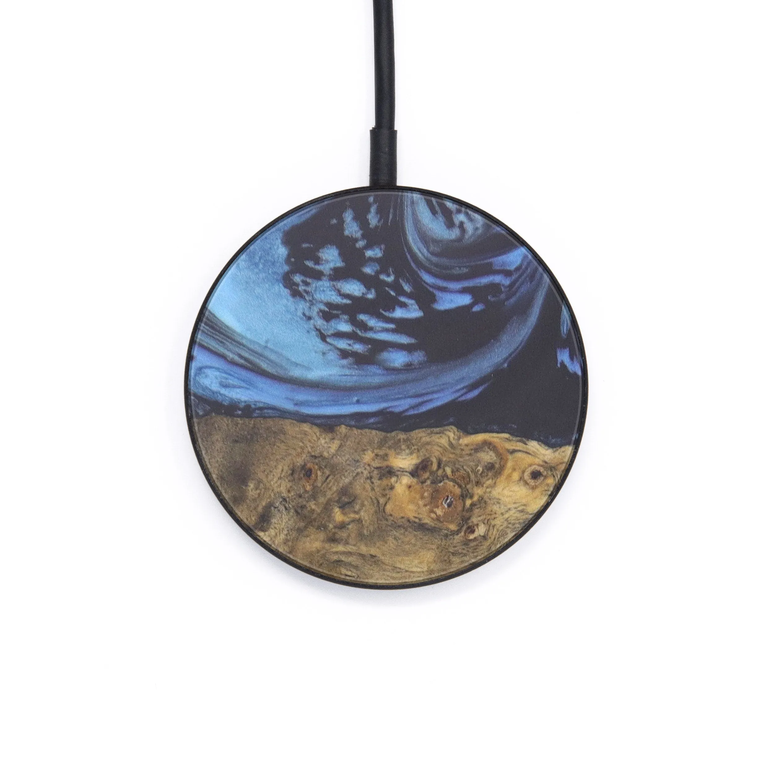 Circle Wood Resin Wireless Charger - Dara (Dark Blue, 606898)