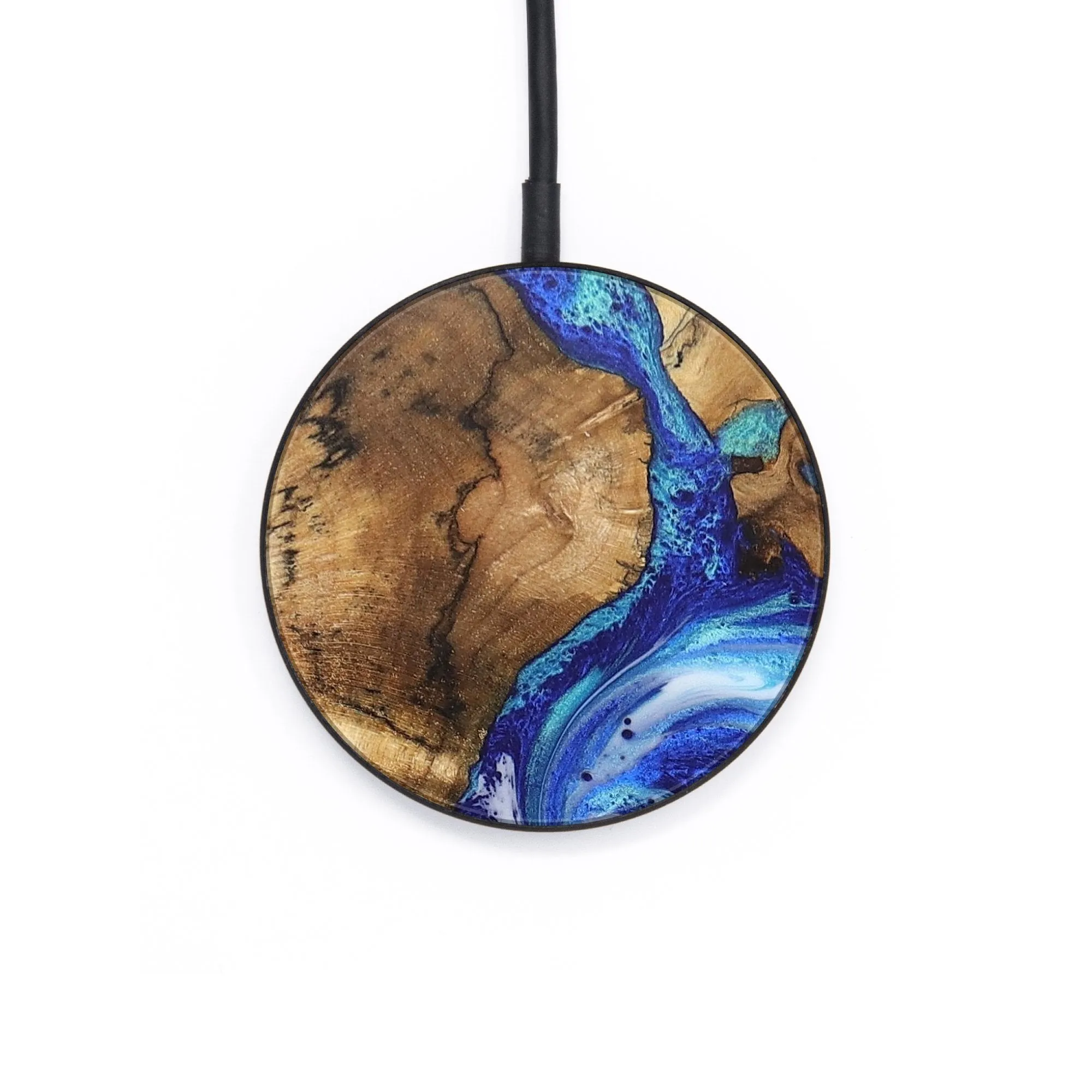 Circle Wood Wireless Charger - Candice (Blue, 726609)