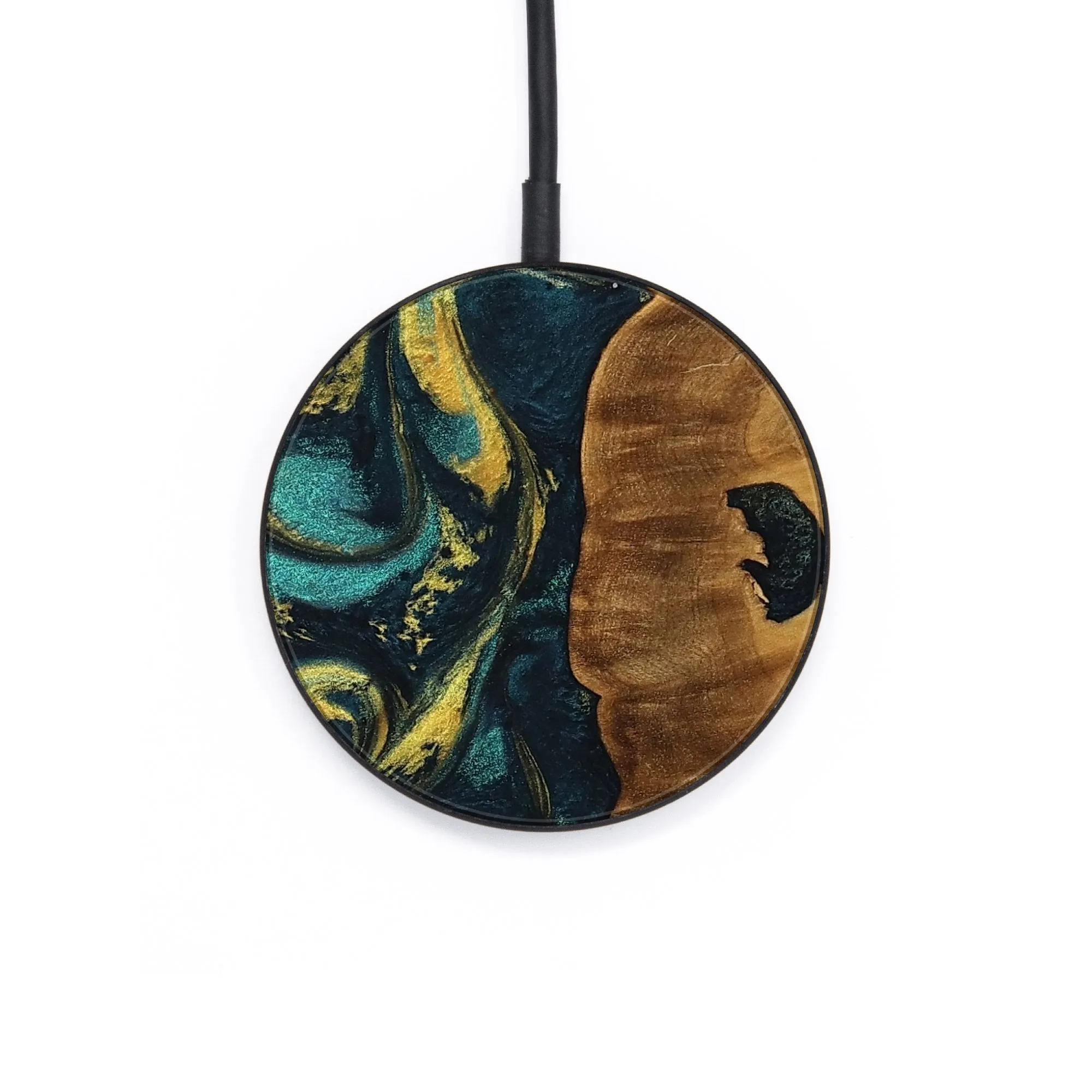 Circle Wood Wireless Charger - Sanford (Teal & Gold, 738380)