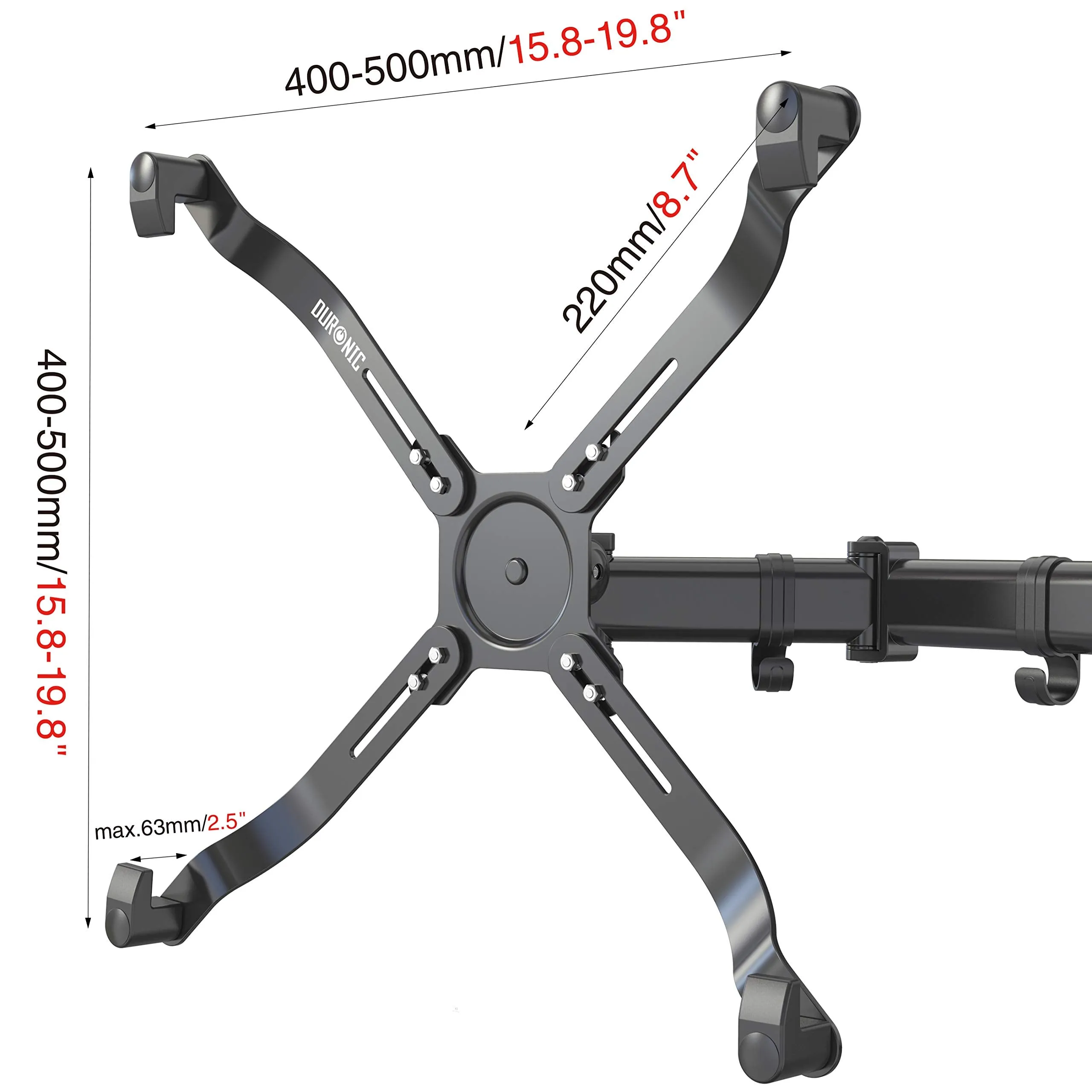 Duronic NON VESA Monitor Adapter DMAD1NV | Mounting Kit for TV & PC Monitor Screens Up To 27” Without VESA Rear Fixing Holes | Weight Capacity 8kg | Existing Monitor Arm VESA 75/100 Mounting Pattern