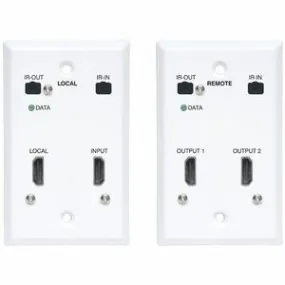 Eaton Tripp Lite Series HDMI over Cat6 Extender Kit, Wallplate, 4K 60Hz, HDR, Dual Output, IR, PoC, 230 ft., TAA