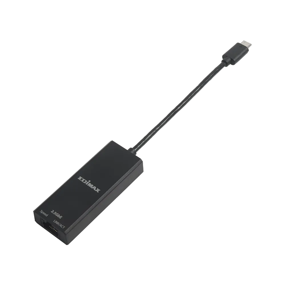 EDIMAX USB-C to 2.5 Gigabit Ethernet Adapter. Supports up to 2.5GbE Data Transfer. Portable Lightweight Design. LED Indicators.