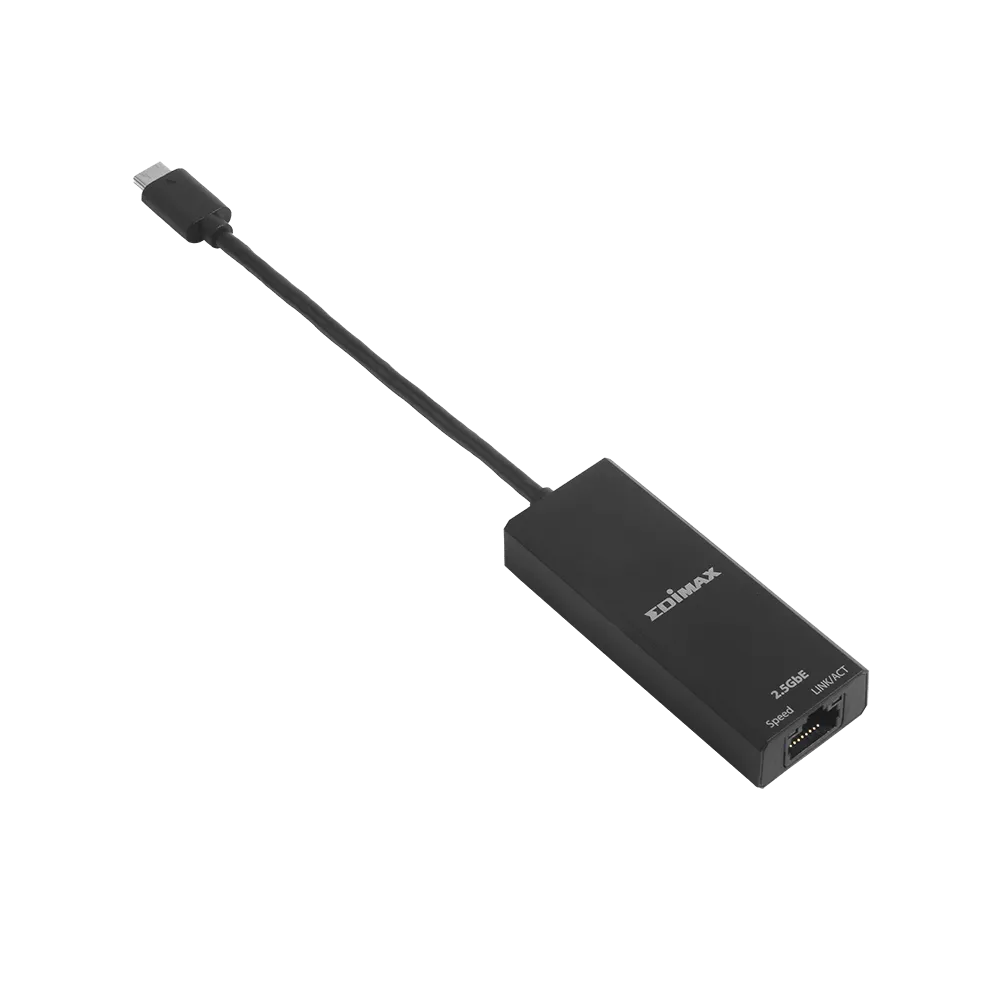 EDIMAX USB-C to 2.5 Gigabit Ethernet Adapter. Supports up to 2.5GbE Data Transfer. Portable Lightweight Design. LED Indicators.